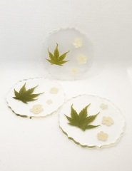 White Flower Epoksi Bardak Altlığı