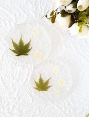 White Flower Epoksi Bardak Altlığı