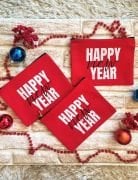 Happy New Year Baskılı Fermuarlı Kanvas Clutch Çanta