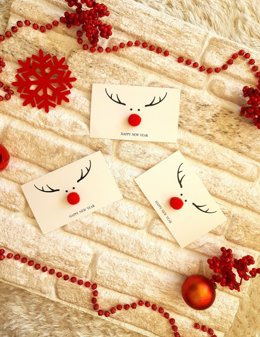 Happy New Year Geyik Temalı Kutlama Kartı