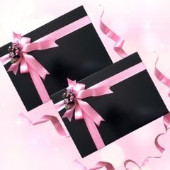 Siyah Hediye Kutusu - Pembe Tasarım (35 x 25 x 12 cm)