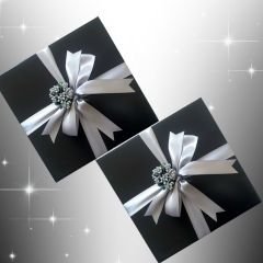 Siyah Hediye Kutusu Gümüş Premium (25 x 25 x 10 cm)